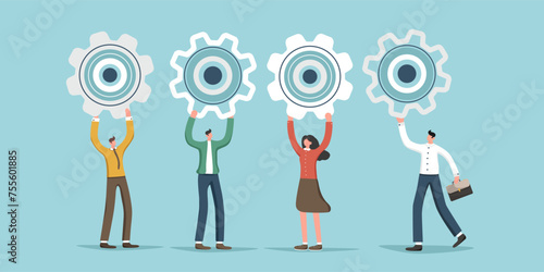 Teamwork in finding a solution to problem, creative ways out of business problems, analysis and optimization of work, technical support and service in unforeseen situations, team stacking the gears.