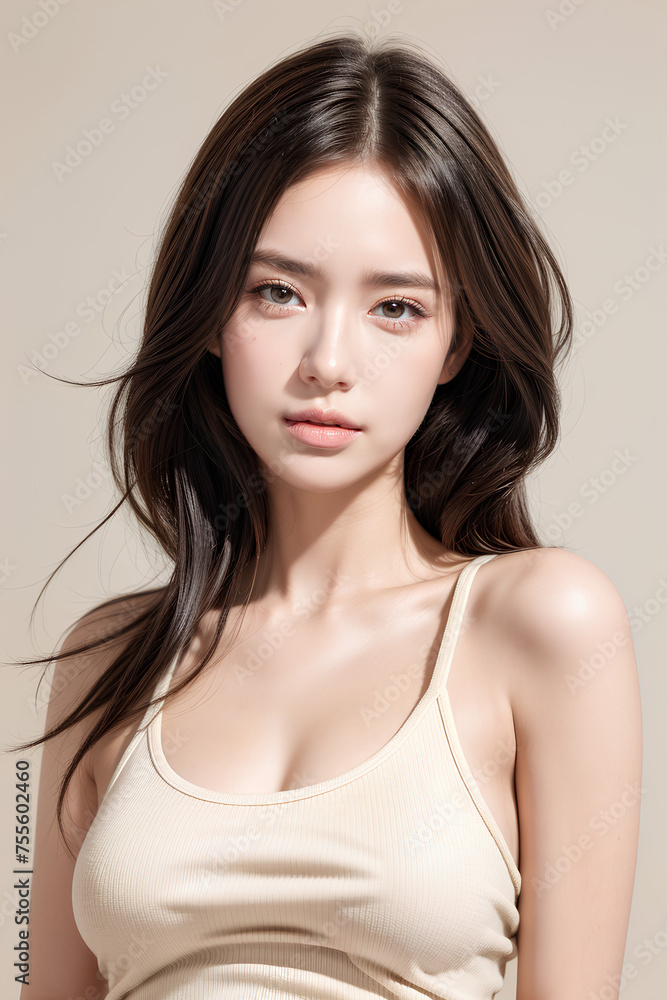 Gorgeous Young Female Model - Fashion or Cosmetics Model - Beauty with Perfect Fine Features - Beautiful Smooth Hair Gorgeous Young Female Model - Fashion or Cosmetics Model - Beauty with Perfect Fine Features - Beautiful Smooth Hair