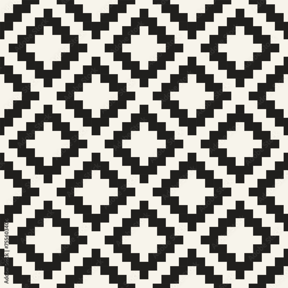 Fototapeta premium Vector seamless pattern. Repeating geometric elements. Stylish monochrome background design.