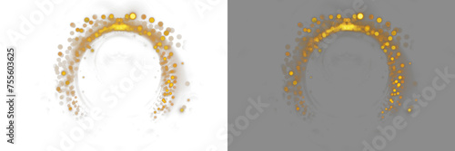 Gold circle glitter png.  Glitter isolated on transparent background.  luxury golden circle and glitter gold lines round contour for banner or logo wedding elements