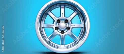 A blue wheel with a silver rim