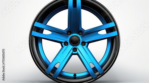 A blue wheel with a silver rim