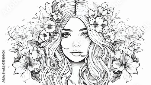 Girl with flowers in her hair. Portrait of a girl 