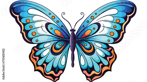 Hand drawn beautiful butterfly with high detail.Colo