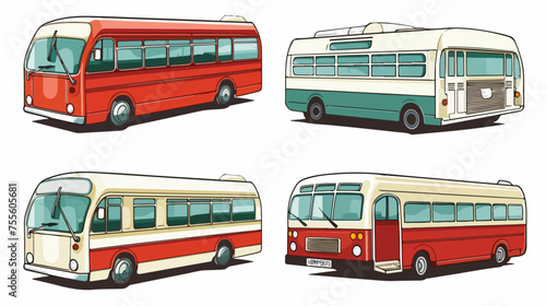 Hand drawn transport for travel. Bus sketch flat Vector