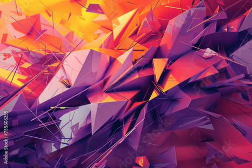 Abstract colored bright explosian triangles background photo
