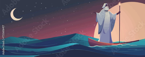 happy passover banner template with moses illustration