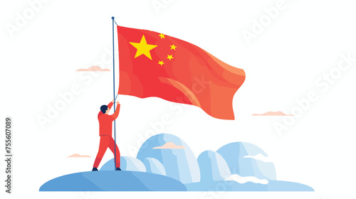 Improvisation with Chinese flag flat vector isolated
