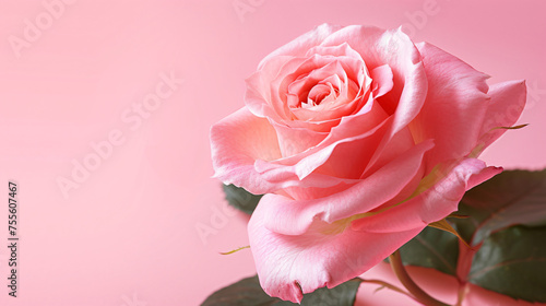 Pink Rose on the pink isolated background.
