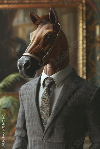 A centaur in a business suit merging human intuition with animal instinct in trading photo