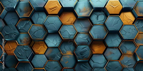 3d rendering of abstract background with hexagons in colors - Ai Generated