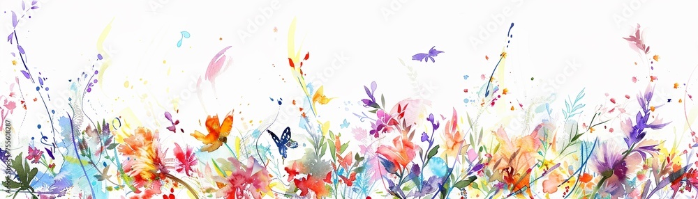 Watercolor floral symphony random notes