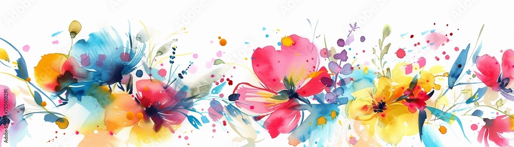 Watercolor floral symphony random notes