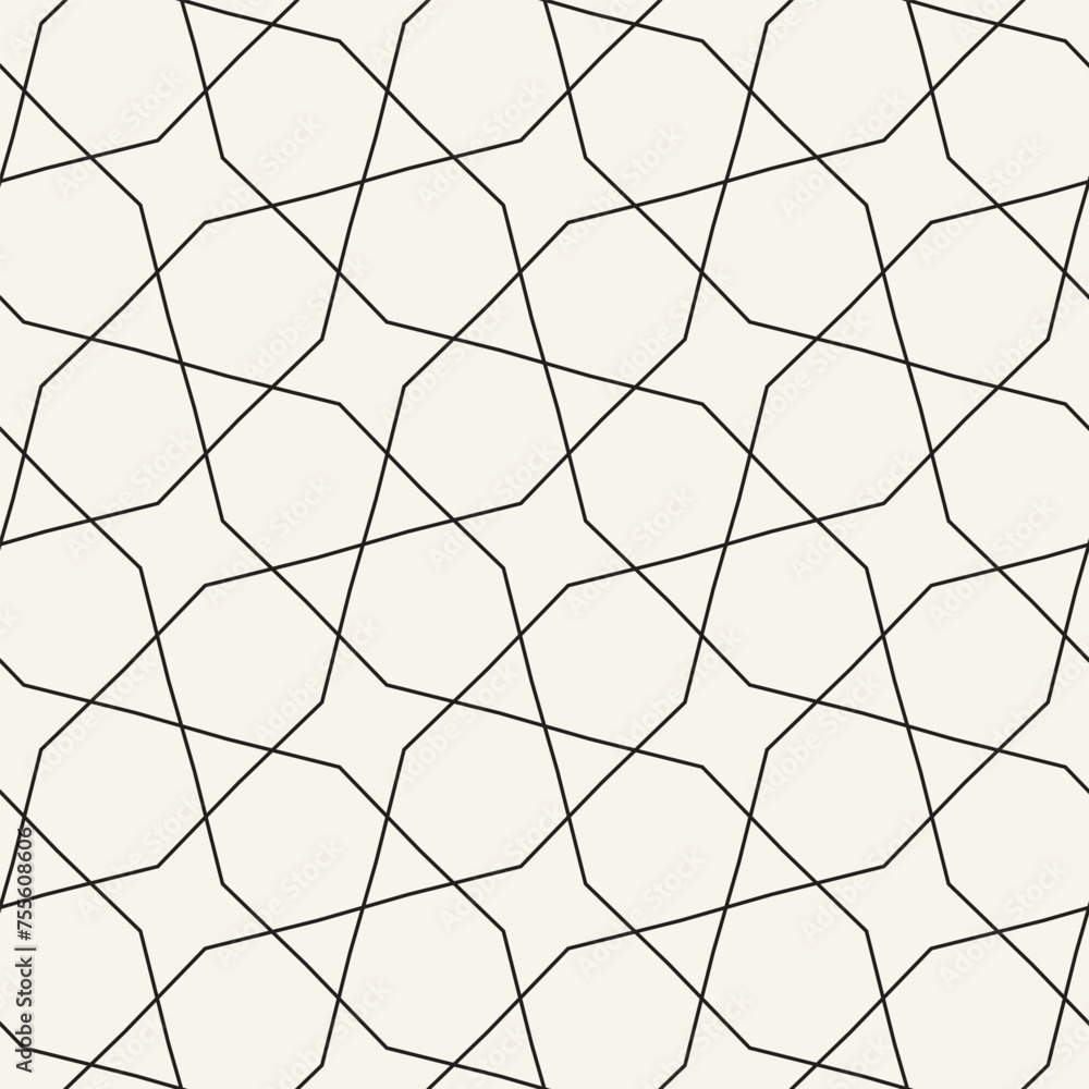 Fototapeta premium Vector seamless pattern. Repeating geometric elements. Stylish monochrome background design.
