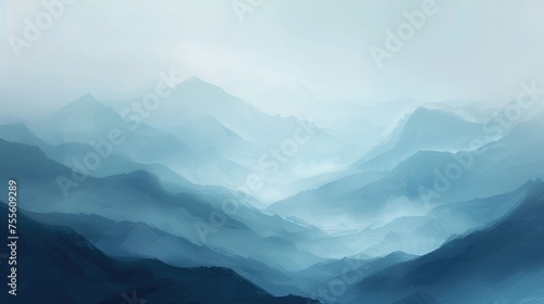 Soft blue layers of mountain silhouettes.