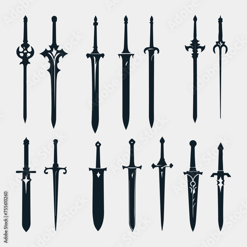 minimalist Sword icons set