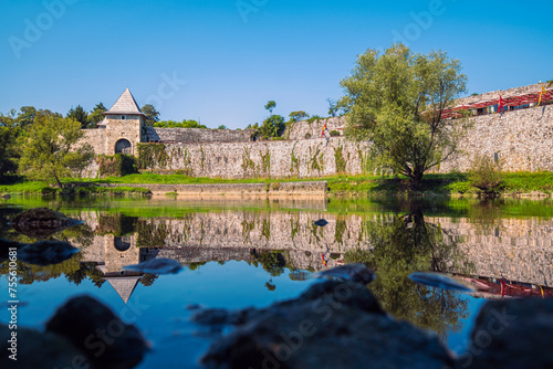 Castle and river. Vrbas river, Kastel fortress. Bosnia and Herzegovina. Ancient time. photo