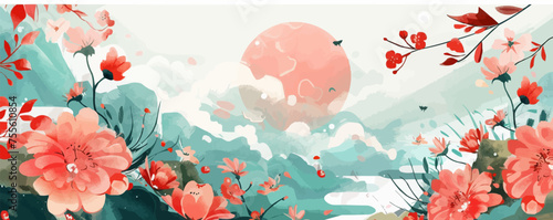 Translation: Vernal Equinox Day. Happy Vernal Equinox Day (Shunbun no Hi) vector illustration.