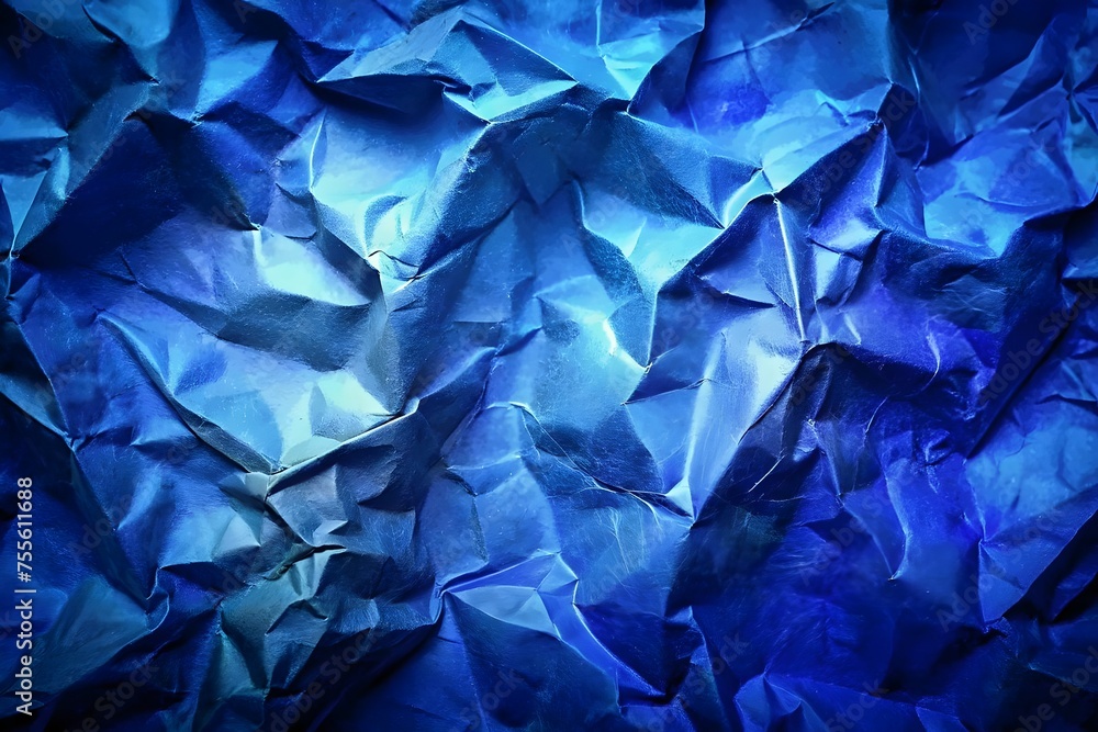 Textured Blue Crumpled Paper Background