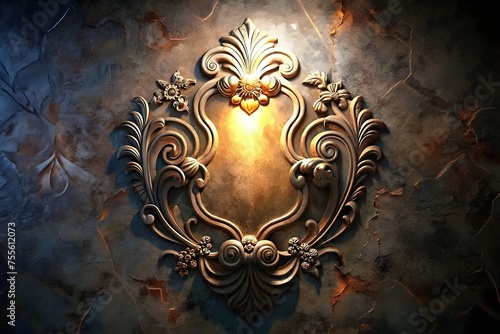 Ornate Baroque Frame on Textured Wall