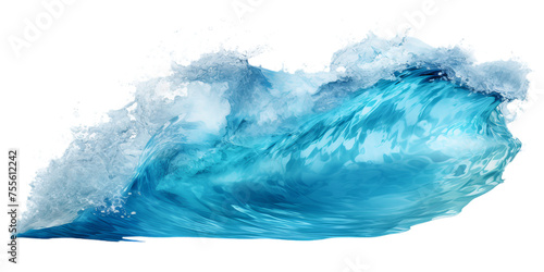 Blue ocean waves isolated on transparent background