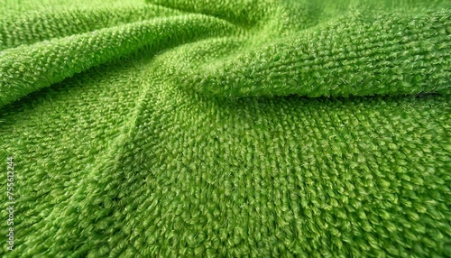 Close-up Texture of Green Terry Cloth Fabric