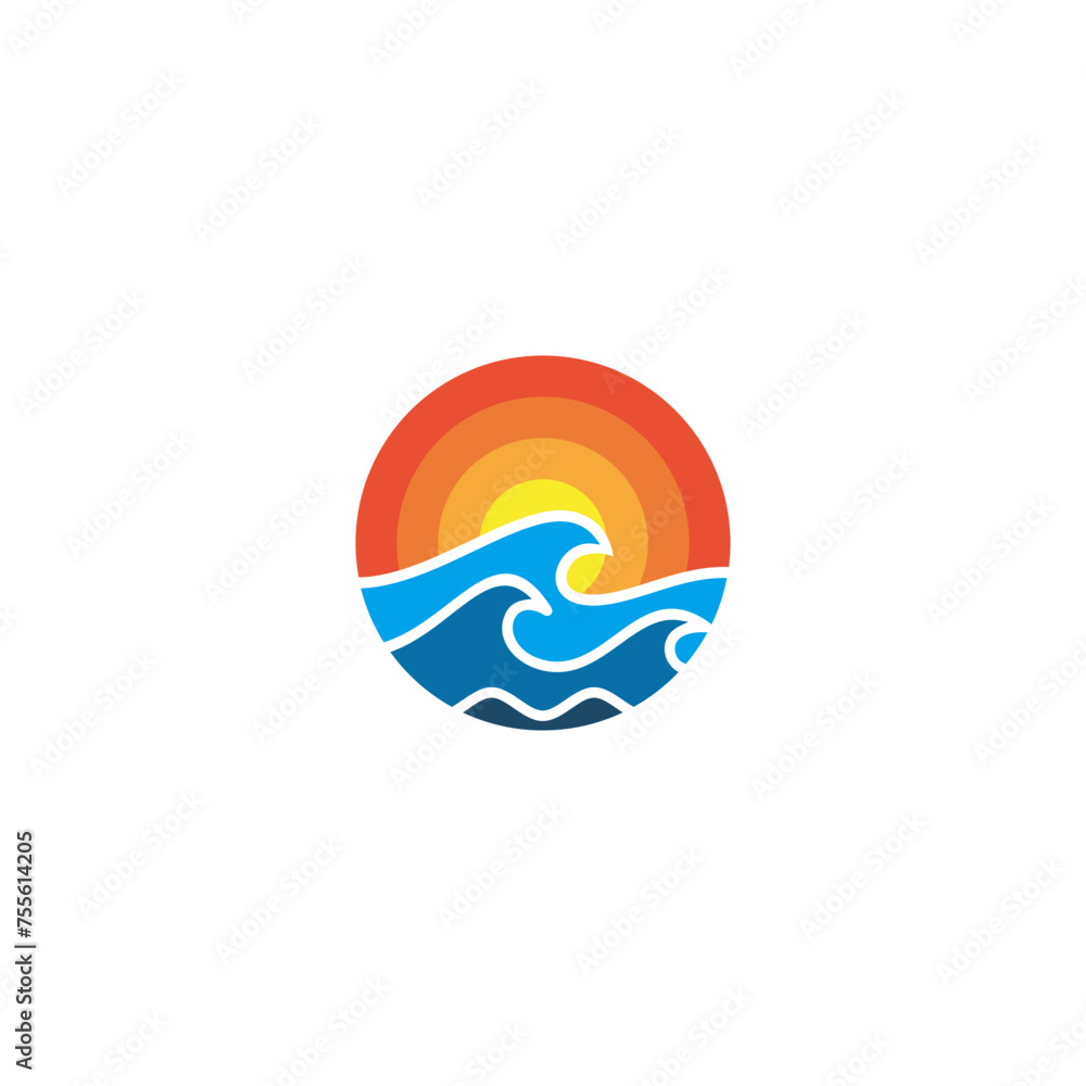 CREATIVE WAVE BEACH PANORAMA VECTOR ILLUSTRATION CREATIVE WAVE BEACH PANORAMA VECTOR ILLUSTRATION