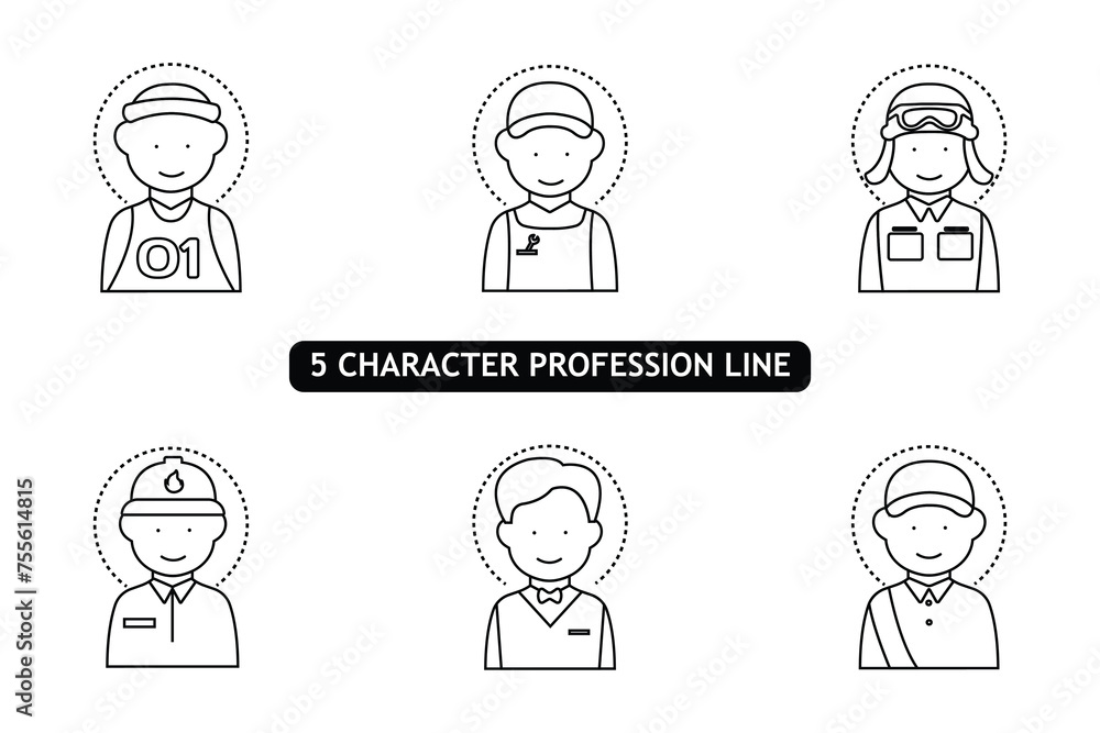 set of icons vector illustration concept line character profession job collection of simple and colored avatar symbols set of icons vector illustration concept line character profession job collection of simple and colored avatar symbols