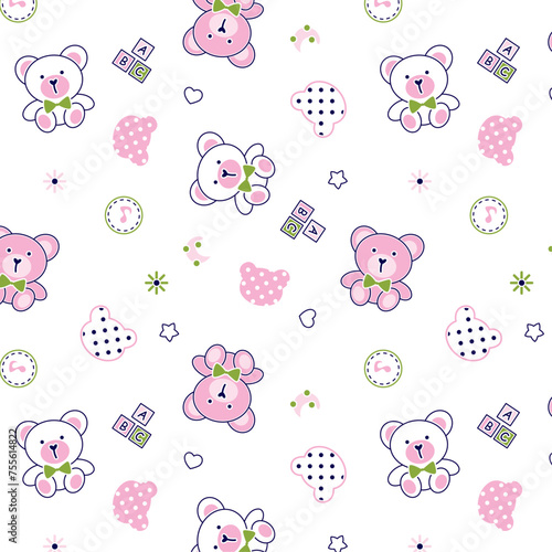 Teddy bears and polka dot heads doll pattern
