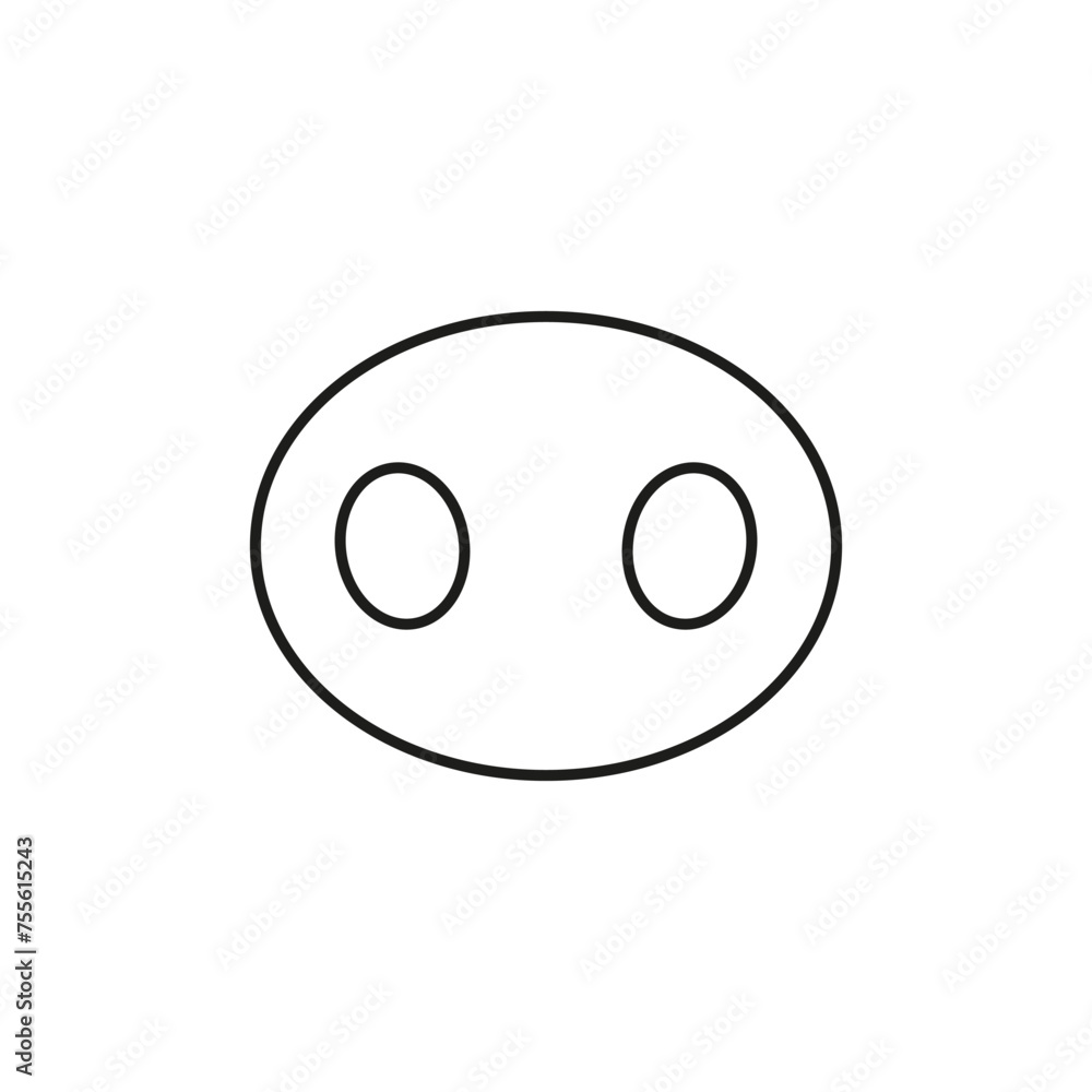 Pig nose. Vector outline and linear icon on white background. Pig nose. Vector outline and linear icon on white background.