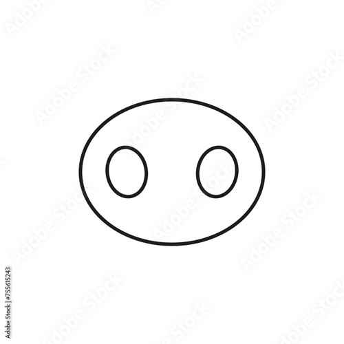 Pig nose. Vector outline and linear icon on white background.  