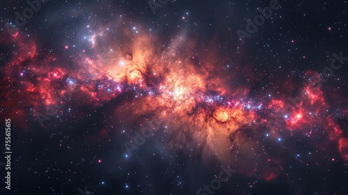 Expansive Wispy Galaxy with Vibrant Nebula and Stars.