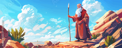 happy passover banner template with moses illustration