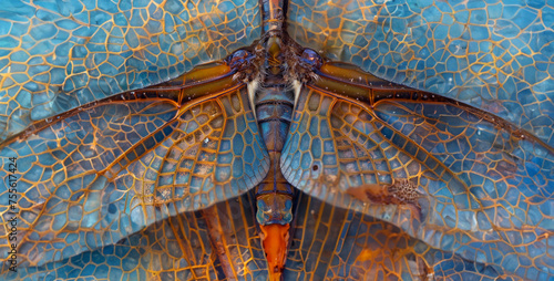 Wallpaper Mural close up of a blue dragonfly, Dragonfly Wings Close-up Capture the intricate details and delicate patterns on a dragonfly's wings, showcasing the amazing engineering and beauty of nature's design  Torontodigital.ca