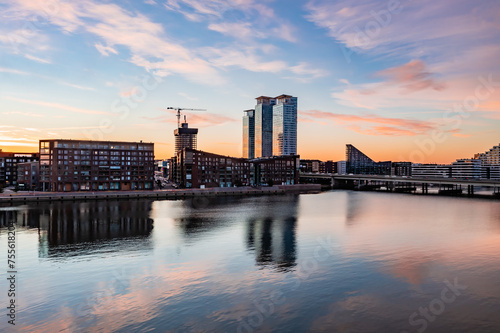 sunset over the city