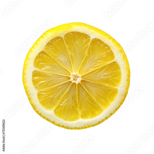 Lemon slice isolated on transparent background. Citrus fruit.