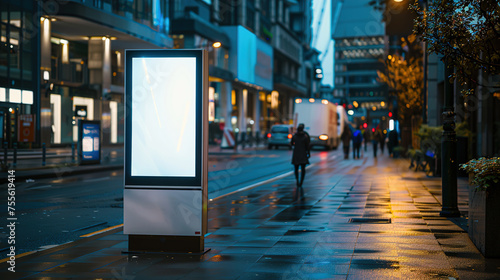 White Mockup of an advertising stand in the City