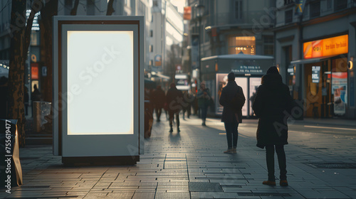 White Mockup of an advertising stand in the City