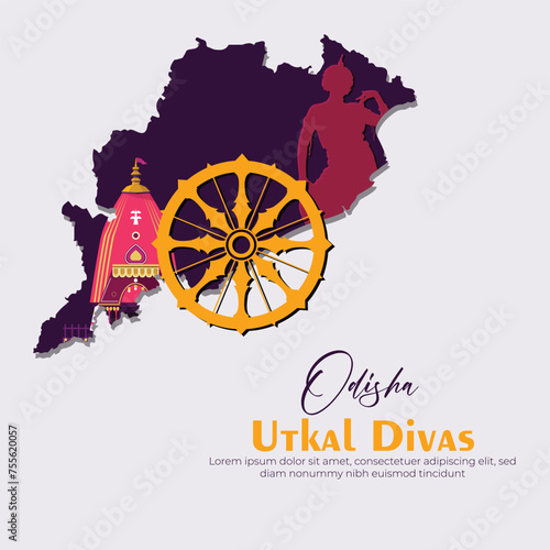 Vector illustration Odisha day - Utkal Divas editable post banner template