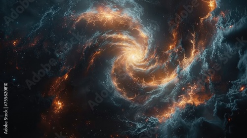 A dynamic spiral galaxy radiates energy in the depths of space.
