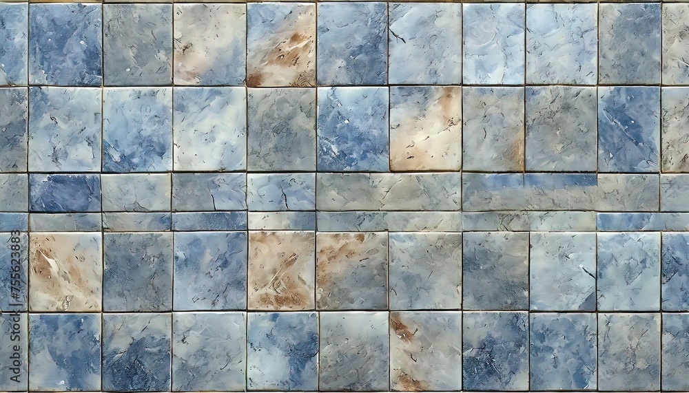 Fototapeta premium Blue and Beige Marble Tiles Texture