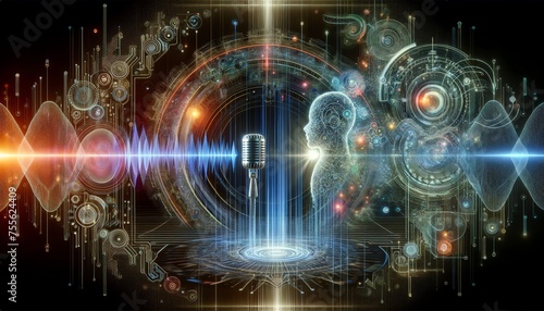 Wallpaper Mural 3D Illustration of Speech-to-Text technology Torontodigital.ca