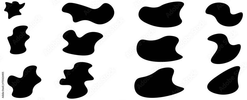 Blob shape organic set. Collection from abstract forms for design and paint. Liquid silhouette drop in modern style. Basic stains isolated elements on white background. blob set. vector illustration Blob shape organic set. Collection from abstract forms for design and paint. Liquid silhouette drop in modern style. Basic stains isolated elements on white background. blob set. vector illustration