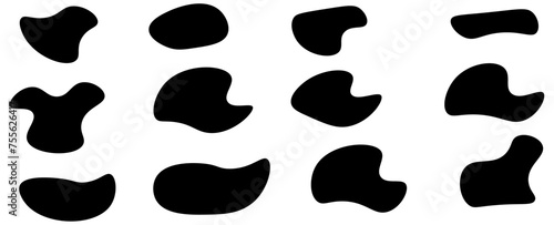 Blob shape organic set. Collection from abstract forms for design and paint. Liquid silhouette drop in modern style. Basic stains isolated elements on white background. blob set. vector illustration