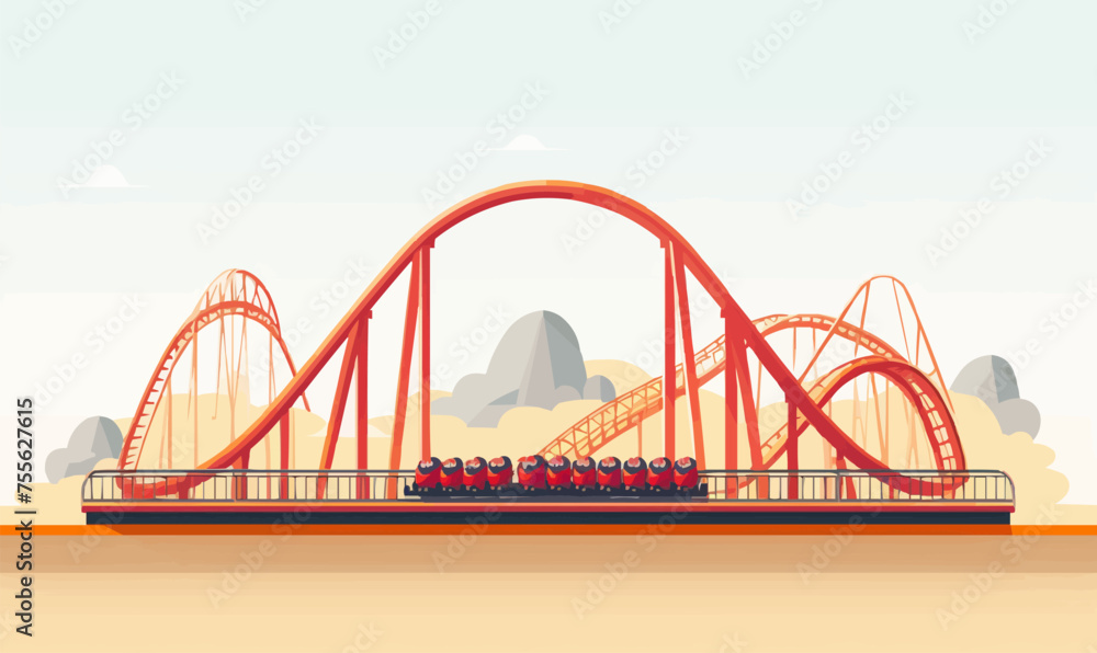 Obraz premium roller coaster vector flat minimalistic isolated vector style illustration