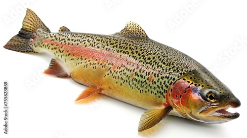 Fish with rainbow trout isolated against a white background and blank space for text or product, Generative AI. photo