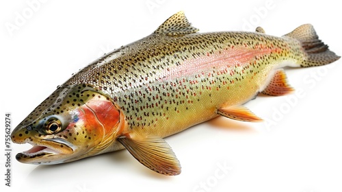 Fish with rainbow trout isolated against a white background and blank space for text or product, Generative AI.