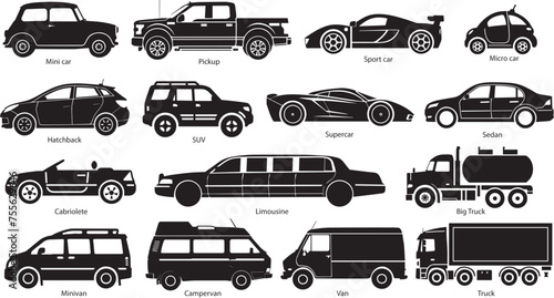 Car body types vector illustration