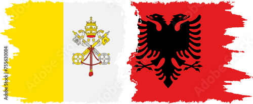 Albania and Vatican grunge flags connection vector