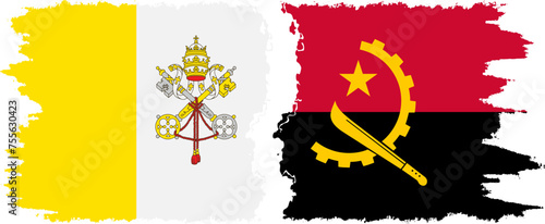 Angola and Vatican grunge flags connection vector